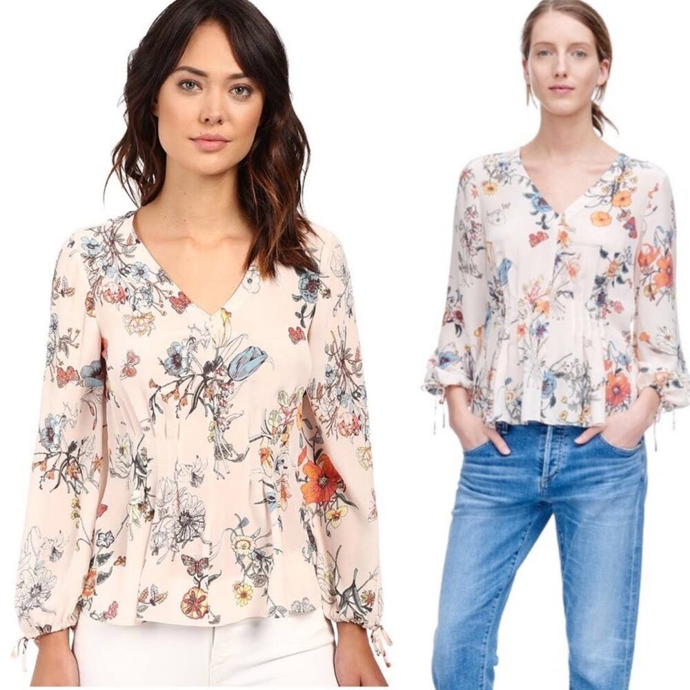Rebecca Taylor Meadow Floral Blush Blouse